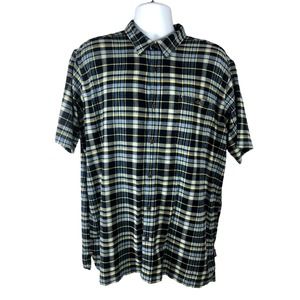 Patagonia Men's Short Sleeve Button Down Shirt Size XL Organic Cotton Blue Plaid